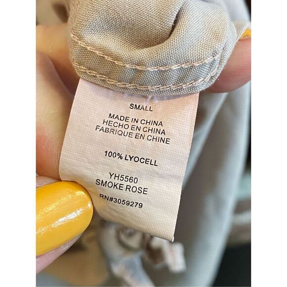 Thread & Supply by Anthropologie Smoke Rose Long Sleeve Front-tie Collared Shirt - Picture 2 of 8